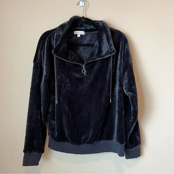 PJ Salvage Everyday Cozies Plush Velour Quarter Zip Pullover - Picture 3 of 4